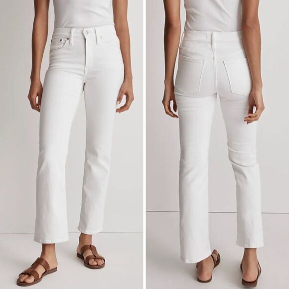 New Madewell Kick Out Crop Jeans In Pure White, 27